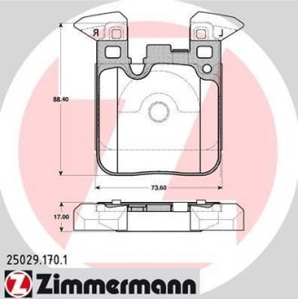 Колодки тормозные дисковые, к-кт ZIMMERMANN 250291701