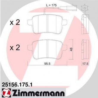 Гальмівні колодки, дискове гальмо (набір) ZIMMERMANN 251561751