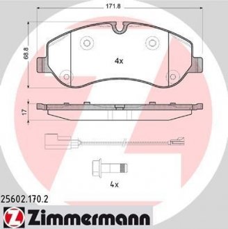 Гальмiвнi колодки дисковi переднi ZIMMERMANN 256021702