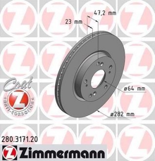 Диск тормозной Coat Z ZIMMERMANN 280317120