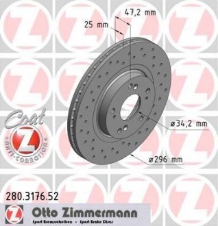 Тормозной диск ZIMMERMANN 280317652 (фото 1)