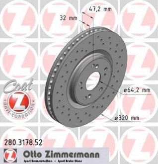 Гальмівний диск ZIMMERMANN 280317852