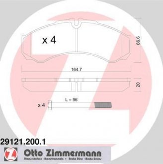 Тормозные колодки, дисковый тормоз (набор) ZIMMERMANN 291212001