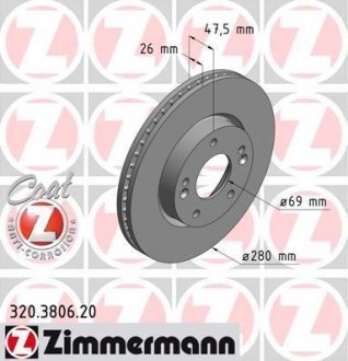 Диск тормозной Coat Z ZIMMERMANN 320380620