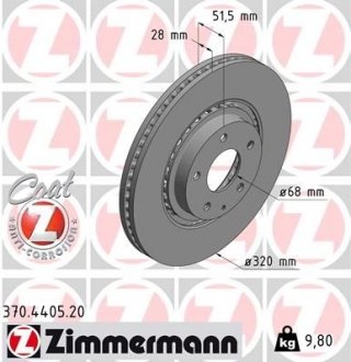 Диск тормозной передний ZIMMERMANN 370440520