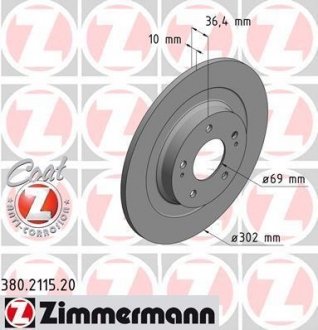 Гальмiвнi диски заднi ZIMMERMANN 380211520