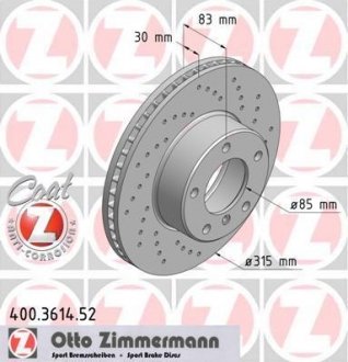 Тормозной диск ZIMMERMANN 400361452