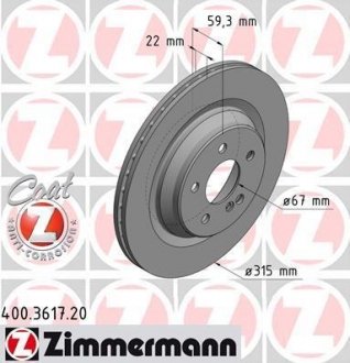 Тормозной диск ZIMMERMANN 400361720