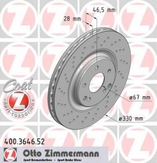 Гальмівний диск ZIMMERMANN 400364652 (фото 1)