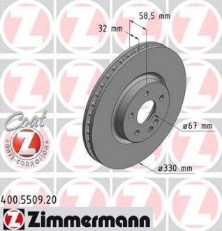 Диск тормозной, 330mm VITO (W447) 114-119CDI 14- ZIMMERMANN 400550920