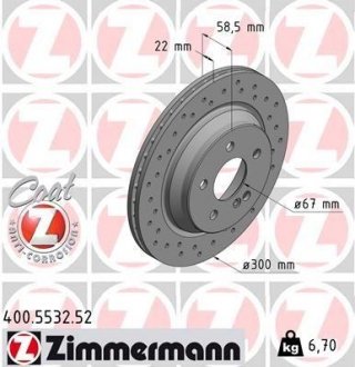 Диск тормозной ZIMMERMANN 400553252