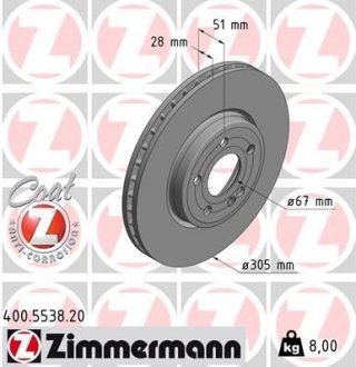 Гальмiвнi диски переднi ZIMMERMANN 400553820