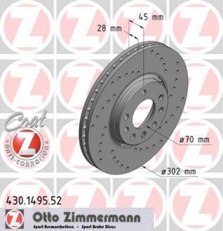 Гальмівний диск ZIMMERMANN 430149552