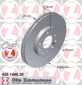 Диски гальмівні перед Opel Vectra C 02- ZIMMERMANN 430149820