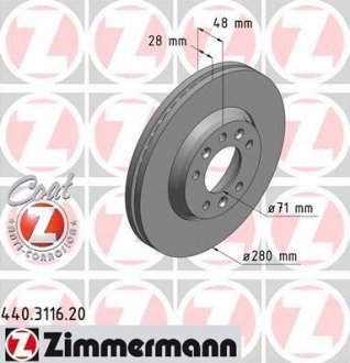 Диск тормозной ZIMMERMANN 440.3116.20