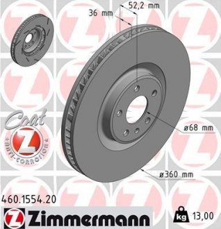 Гальмiвнi диски правий переднiй ZIMMERMANN 460155520