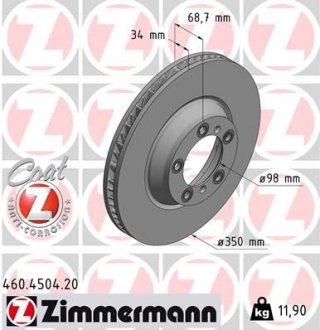 Диск тормозной Coat Z левый ZIMMERMANN 460450420