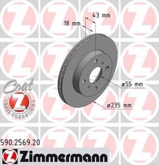 Тормозной диск ZIMMERMANN 590256920