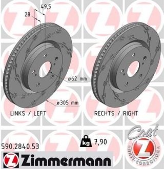 Тормозной диск ZIMMERMANN 590284053