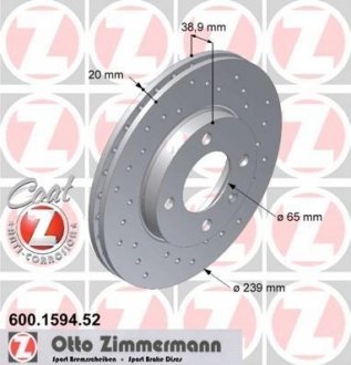 Тормозной диск ZIMMERMANN 600159452