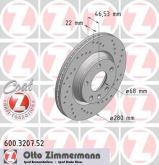 Диск тормозной ZIMMERMANN 600.3207.52