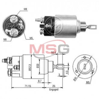 Втягуюче реле BO-12V CG230115 коротка бочка ZM ZM376