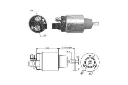 Втягивающее реле BO-12V, 6033AD0025 (до 000 1223010,6033AB1J00) диаметр 43.5 мм ZM ZM3972