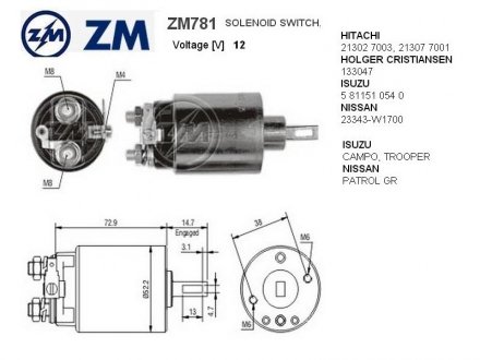 Втягуюче реле стартера ZM ZM781